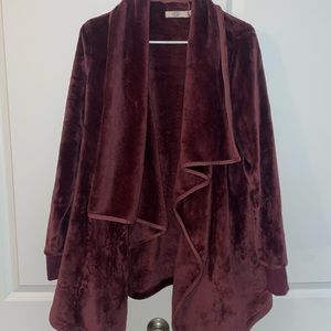 Small Burgundy UGG® Orla Open Blanket Fleece Lounge Cardigan